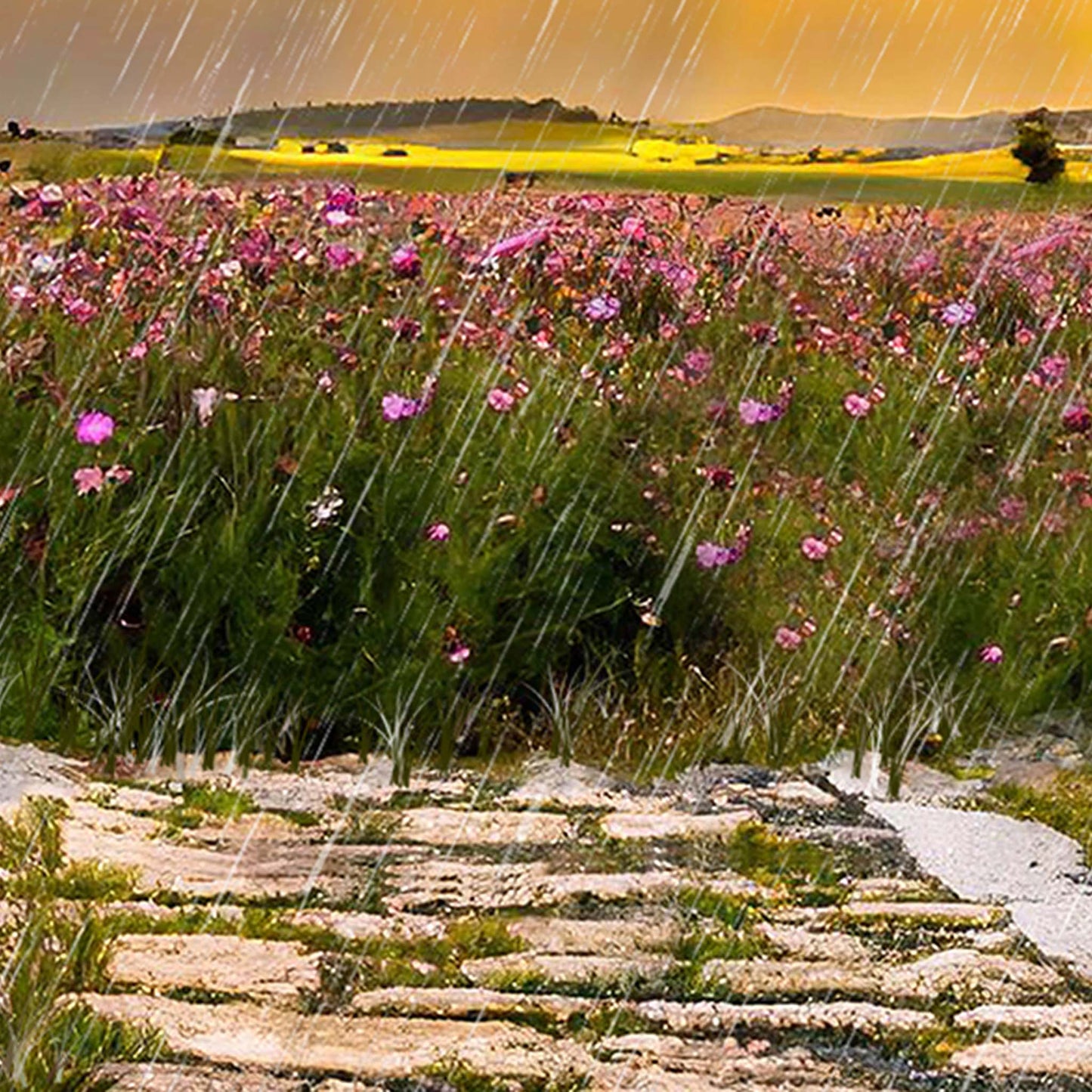Old Lady on a Bench with an Umbrella Whimsical Art