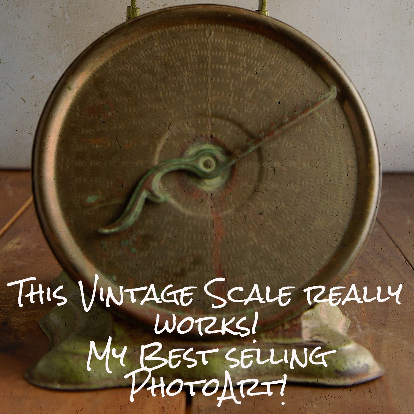 " A Pound of Petals." Vintage Brass Scale with Flowers Still Life Print.