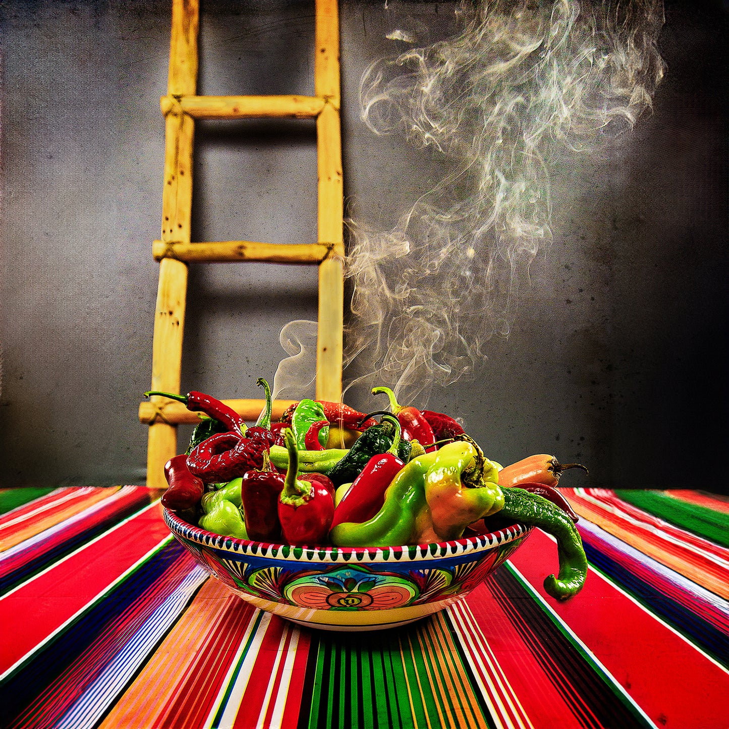 "Kiva Ladder and Chili Peppers." Fine Art Print.